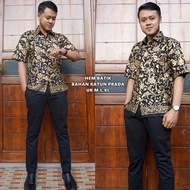 KEMEJA KATUN Black short-sleeved cotton batik shirt BP344