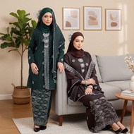 Baju  Kebarung Exclusive (FREE Selendang) Dewasa Songket bunga tabur  muslimah permpuan fesyen