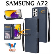 SAMSUNG A72 FLIP LEATHER CASE PREMIUM - FLIP WALLET CASE LEATHER FOR SAMSUNG A72 - WALLET CASE | FLI