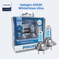 Philips WhiteVision Ultra Car Headlight Halogen Bulb | Free 2 x W5W | 4200K headlights | 1 Pair