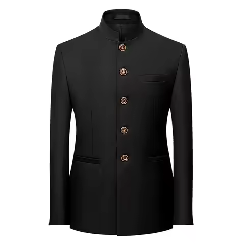 2024 Men's Business Casual MAO Suit Handsome Solid Color Wedding Match Blazer Polyester Fashion Hand