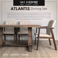 VH ATLANTIS Dining Set 1+6 Chair 160x90cm Trestle Base Table Meja Makan Murah Solid Wood Modern Desi