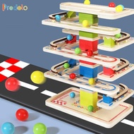 predolo Segolike Kids Wooden Ball Ramp Racer Toy Race Track Maze Race Development Track