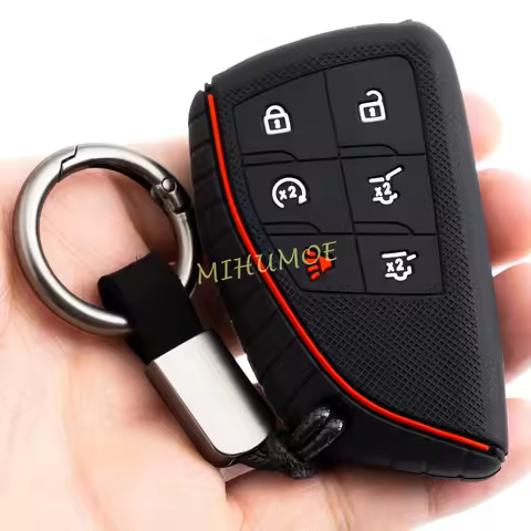 For Chevrolet Tahoe Suburban GMC Yukon Silicone 6 Buttons Car Key Fob Ring Chain Cover Case Protecto