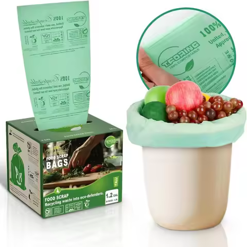 1.2 Gallon Compostable Trash Bags, 80 Count, ASTM D6400 & OK Compost Home Certified for Eco-Friendly