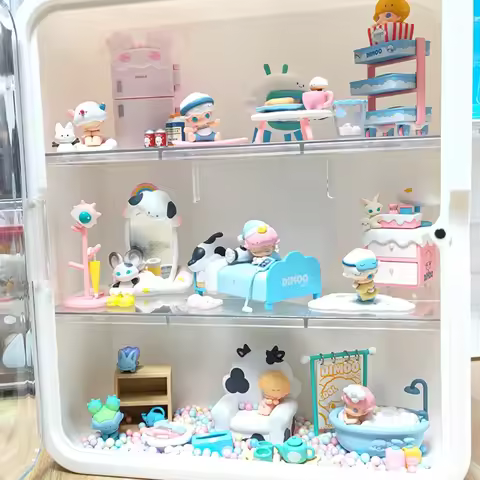 Colorful Storage Rack for Bubble Mart Dimoo Dust-proof Transparent Cabinet Landscaping Box Action Fi