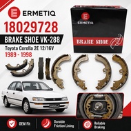 ERMETIQ 18029728 Brake Shoe VK-288 for Toyota Corolla 2E 12/16V 1989–1998 | Rear Drum Brake Shoe Set