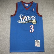 Philadelphia 76ers 3 Allen Iverson Jersey Strawball Jersey Nba Jersey Baju Bola Keranjang Philadelph
