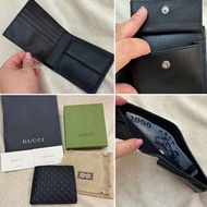 全新 Gucci 古馳 零錢袋 小款 6卡 黑色 GG logo 牛皮 真皮 壓紋 男用 基本款 短夾 皮夾 錢包 正品