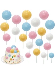 16入組塑料蛋糕裝飾現代混合顏色球形蛋糕裝飾派對
