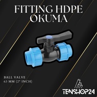 Stop kran / HDPE Ball Valve OKUMA Brand - 63mm (2") High Quality HDPE Pipe Connection