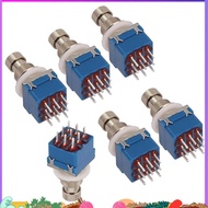6PCS Guitar Effect Pedal Switch 3PDT Foot Switch PCB Button ON-on Latching 9 Pins True Bypass Blue