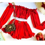 kikay chub long sleeve with mini skirt for kids age 3-5yrs old