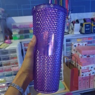 Limited Starbucks Tumbler water bottle Reusable Straw Cup Frosted Durian Series Diamond Studded Cup Starbucks cup Silver Plaid Grid Pattern Shinning Diamond