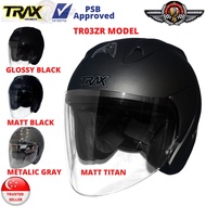 TRAX Helmet TR03ZR Matt Titan/ Metalic Gray/ Matt Black/ Glossy Black (PSB Approved) Come with Free 