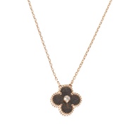 Van Cleef & Arpels Rose Gold, Obsidian and Diamond Vintage Alhambra Limited Edition Holiday Pendant 