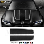 2 Pcs Car Engine Cover Carbon Fiber Vinyl Bonnet Stripes Sticker For BMW M3 G80 2025 G81 M Competiti