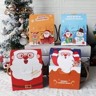 1pcs Cartoon Christmas Eve Handle Gift Box Santa Claus Elk Snowman Christmas Eve Apple Wrapped Gift Box  Christmas Gift Box  Cookie Candy Snack BoxCandy Cookies Nougat Packaging Bo