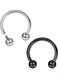 2pcs Titanium Hoop Nose Rings, 16G 8MM/10MM Unisex Nose Rings Implant Grade G23 Titanium Nose Stud I