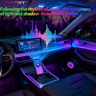 Voice Control Car Ambient Lights, Dual-Zone APP Black LED, 64 Colors RGB & Dream Light Mode, 24 in 1