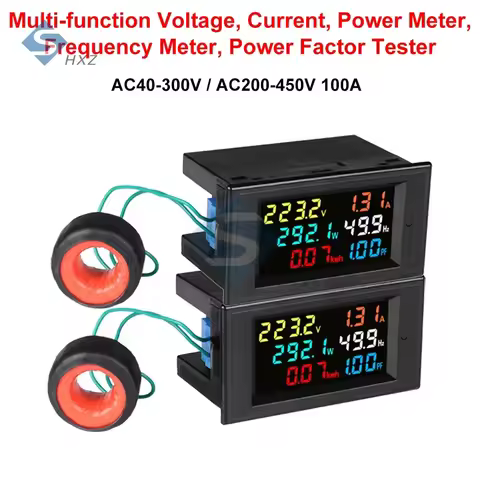 Digital Power Meter AC 200-450V AC 40-450V 100A Multifunction LCD Display with Voltage/Current/Power