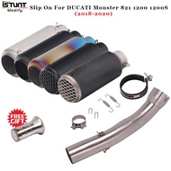 Slip On For DUCATI Monster 821 1200 1200S 2018 2019 2020 Motorcycle Exhaust System Muffler Escape Modified Middle Link P