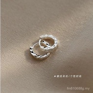 Square Pure Silver Shiny Flashing Ear Buckle Ear Clip Earring 990 Diamond Car Flower Fashion Trendy 