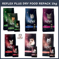GUN PET Reflex Plus Repack 1kg Cat Dry Food Kitten Adult Salmon Chicken Makanan Kucing Reflex 猫粮干粮