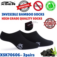 XSEN Bamboo Charcoal Black Unisex Socks 70605 70606 70607(Invisible Socks For Sport shoes)
