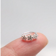 1PC Sterling Silver Flower Shape Shiny Clear Crystal Nose Ring Hoop Piercing Jewelry Body Pircing Fo