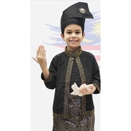 Baju layang dan Tanjak warna hitam Kanak-kanak,remaja dan dewasa untuk sambutan hari Merdeka,kenduri