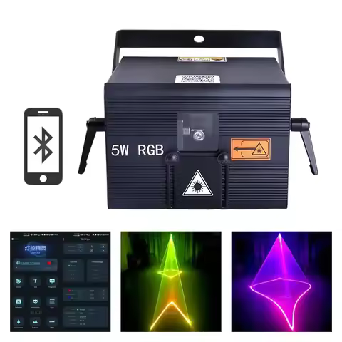 5W RGB Animation Scan Projector Lights DMX ILDA IOS & Android Phone App Edit Program For Bars Disco 