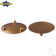 TOPSTORED 4Pcs Iron Plate Candle Holder, Gold Metal Gold Candle Holders for Pillar Candles, Pillar C