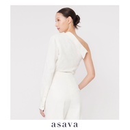 [asava ss23] Vanessa One-shoulder Blouse เสื้อผู้หญิง ไหล่เดียว แขนยาว ซิปข้าง