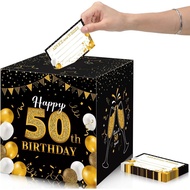 Funrous 50th Birthday Party Message Card Box Cheers to 50 Years Advice and Wishes Card Box for Adult
