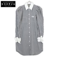 Burberry Tisci 時期 4564367 黑白棉質緞帶袖襯衫，38 碼