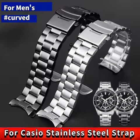 Curved Stainless Steel Strap 20 22mm For Casio watch EFR526/EFR303/EFR304/ef530/ef556/efr552 BEM506/