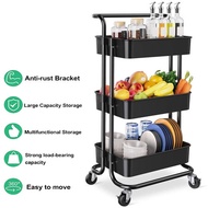 Ks 450 3 Layers Multi Purpose Kitchen Storage Movable Trolley Rack With Handle