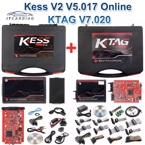 KESS 2.80 EU Red V5.017 KTAG V7.020 4 LED 2.25 Online Unlimited OBD2 Car ECU Chip Tuning Kit 5.017 k