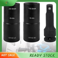 [luxiang.] Set of 3 Double Head Impact Wrench Nuts Set 18.5/19.5/20.5/21.5 mm with 1/2 Inch Extensio