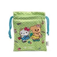 กระเป๋าผ้าหูรูด Hello Kitty X Butterbear สีเขียว (356662-721842020)
