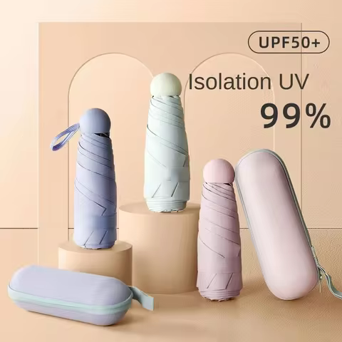 Ultralight And Compact Portable Capsule Umbrella UV Protection Umbrella Mini Five-fold Umbrella