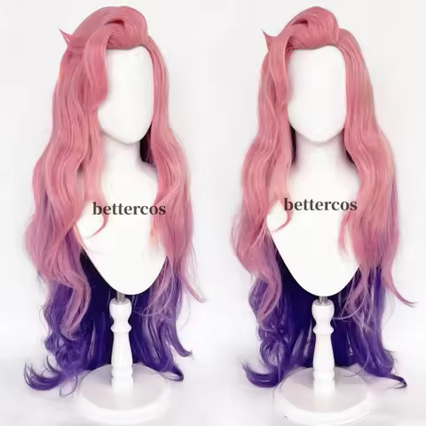 Seraphine Cosplay Wig LoL KDA Cosplays Curly Pink Purple Wigs Heat Resistant Synthetic Hair