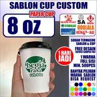 Emerzed Custom Cup Screen Printing 8oz Flat FOOD GRADE Starindo brand Image 1 to 4 sides or circular