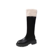 Fur collar boots, women's high heel travel boots