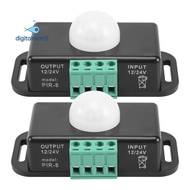 Motion Sensor Switch, 12V 24V PIR Sensor LED Switch Controller for Flexible LED Strips Light, 2 Pack