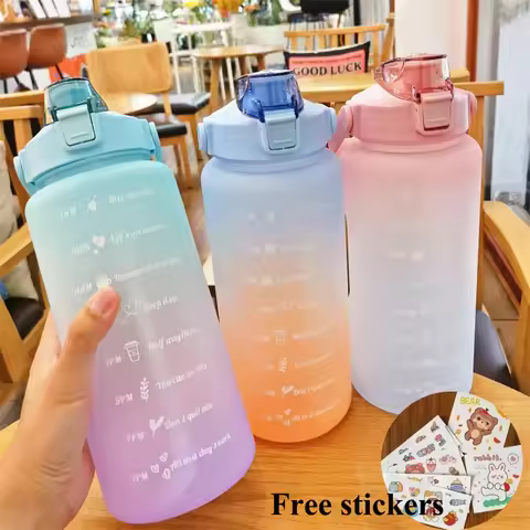 2 Liters Water Bottle Motivational Drinking Bottle Sports Water Bottle With Time Marker Portable Reu
