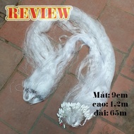 Lưới đánh cá ba màn chuyên đánh cá ao hồ sông suối mắt lưới 9cm dài 65m cao 1m2