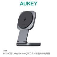 AUKEY LC-MC211 MagFusion Qi2 Two-In-One Magnetic Wireless Charger Charging Stand Mobile Phone Headse