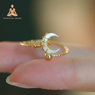 Women's Handmade Pearl Oyster Shell Ring Vintage Oyster Shell Moon Ring